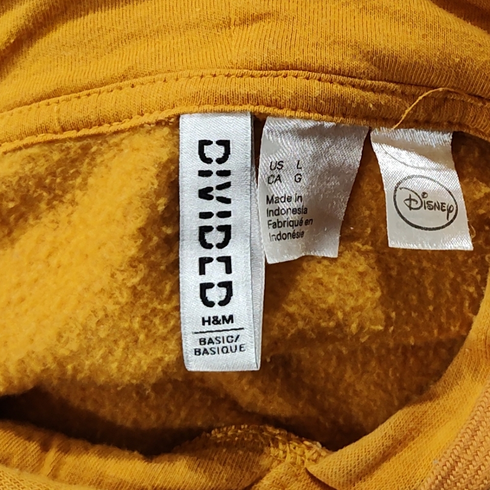 Divided H&M Gold Hoodie Sweatshirt with Pockets And Disney Mickey Logo, Size L - Picture 5 of 5